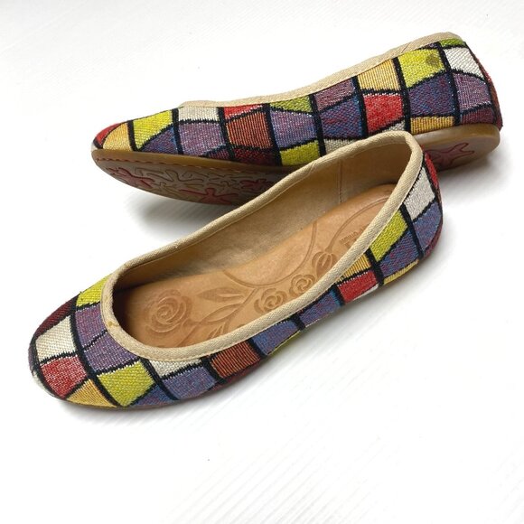 size 7 womens Born  Abbee mosaic multicolored ballet flats woven fabric colorful - Picture 1 of 9